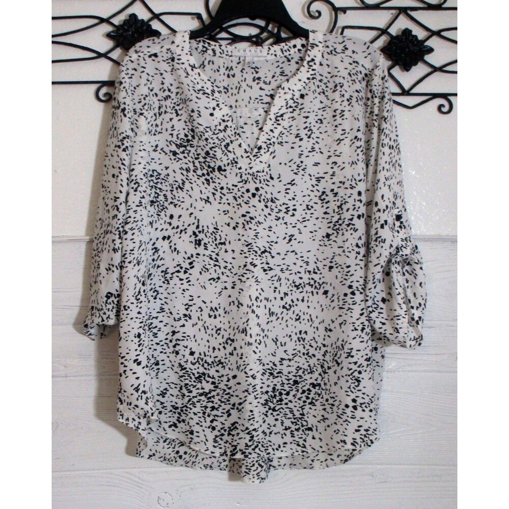 CHAUS Women's Boho Top Size XL Long Sleeve Multicolor Round Neck